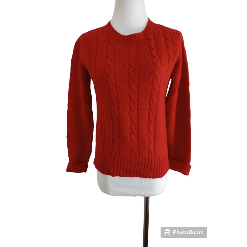 Cava Vintage Red Cable Knit 100% Wool‎ Sweater Size M Women's Fisherman